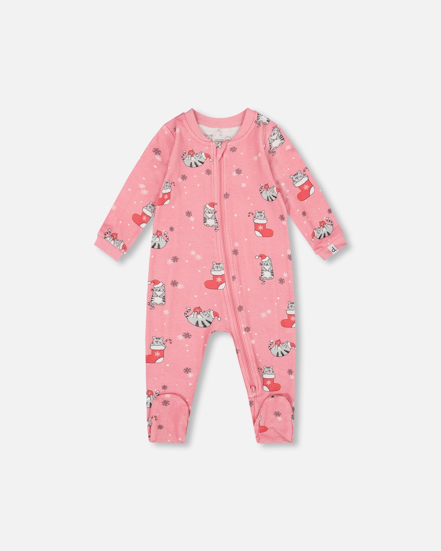 One-Piece Organic Cotton Pajama Pink Cat Print - H20PA40US_040