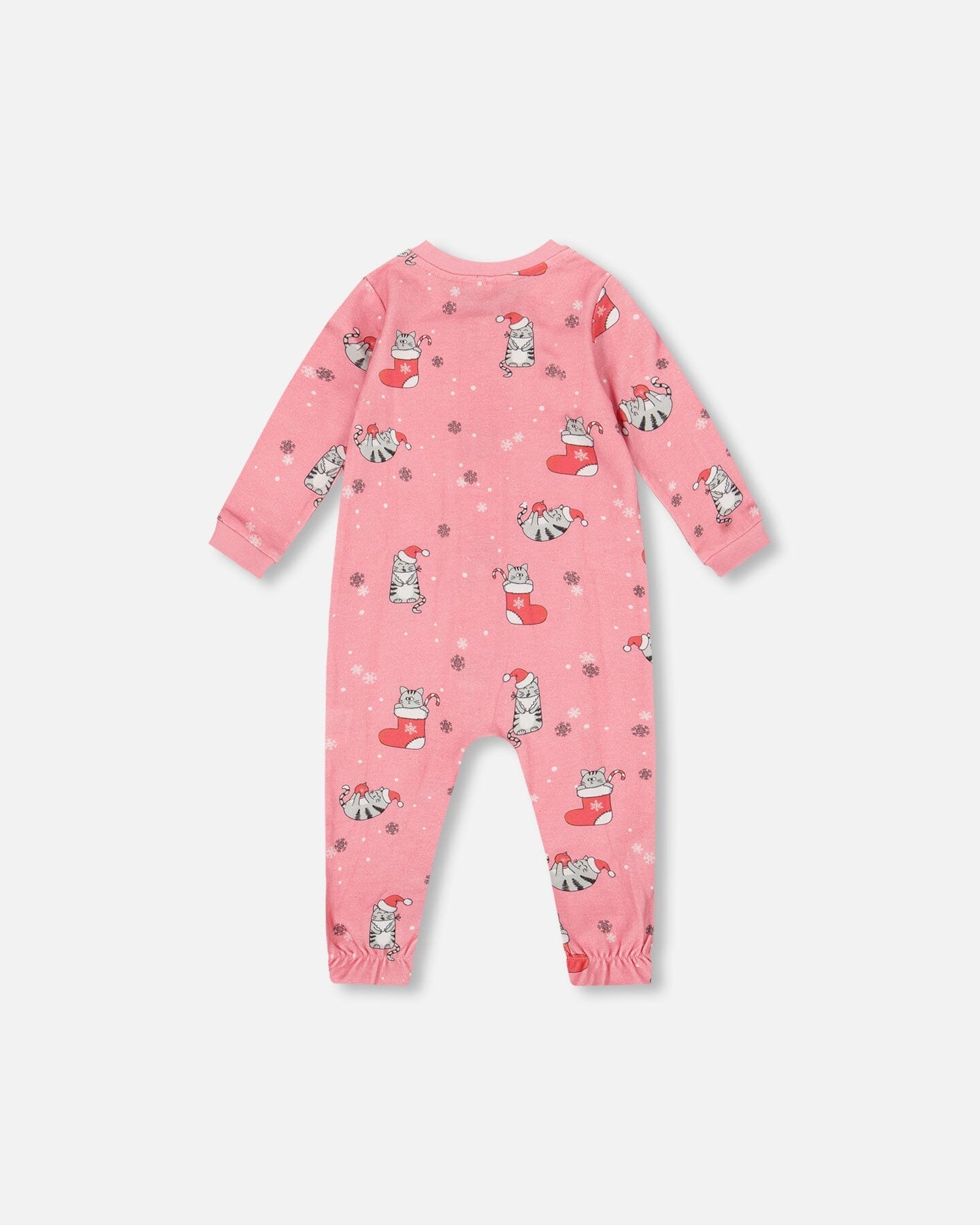 One-Piece Organic Cotton Pajama Pink Cat Print - H20PA40US_040