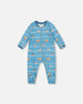 One-Piece Organic Cotton Pajama Blue Dog Print - H20PA40US_062