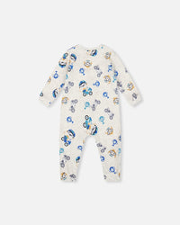 One-Piece Organic Cotton Pajama Beige Monkey Print - H20PA40US_063