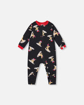 One-Piece Organic Cotton Pajama Black Cookie Print