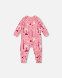 One-Piece Organic Cotton Pajama Pink Forest - H20PA40US_069