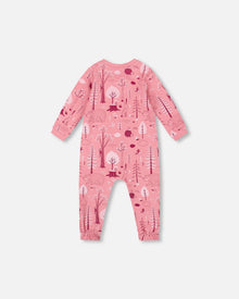 One-Piece Organic Cotton Pajama Pink Forest - H20PA40US_069