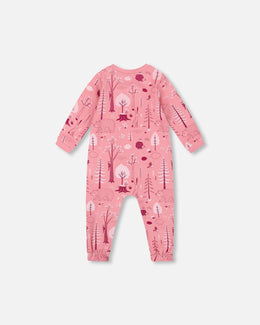 One-Piece Organic Cotton Pajama Pink Forest - H20PA40US_069