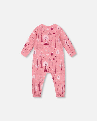 One-Piece Organic Cotton Pajama Pink Forest - H20PA40US_069