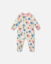 One-Piece Organic Cotton Pajama Off-White Flower Print - H20PA40_009
