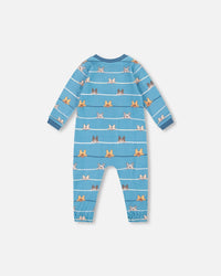 One-Piece Organic Cotton Pajama Blue Dog Print - H20PA40_062