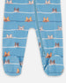 One-Piece Organic Cotton Pajama Blue Dog Print - H20PA40_062