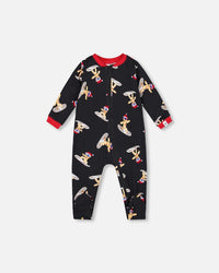 One-Piece Organic Cotton Pajama Black Cookie Print - H20PA40_067