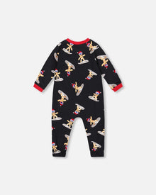 One-Piece Organic Cotton Pajama Black Cookie Print - H20PA40_067