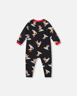 One-Piece Organic Cotton Pajama Black Cookie Print - H20PA40_067