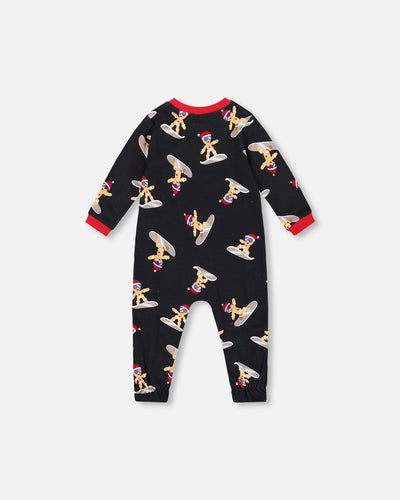 One-Piece Organic Cotton Pajama Black Cookie Print - H20PA40_067