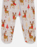 One-Piece Organic Cotton Pajama Beige Reindeer Print - H20PA40_068