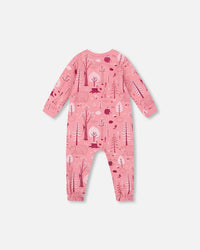 One-Piece Organic Cotton Pajama Pink Forest - H20PA40_069