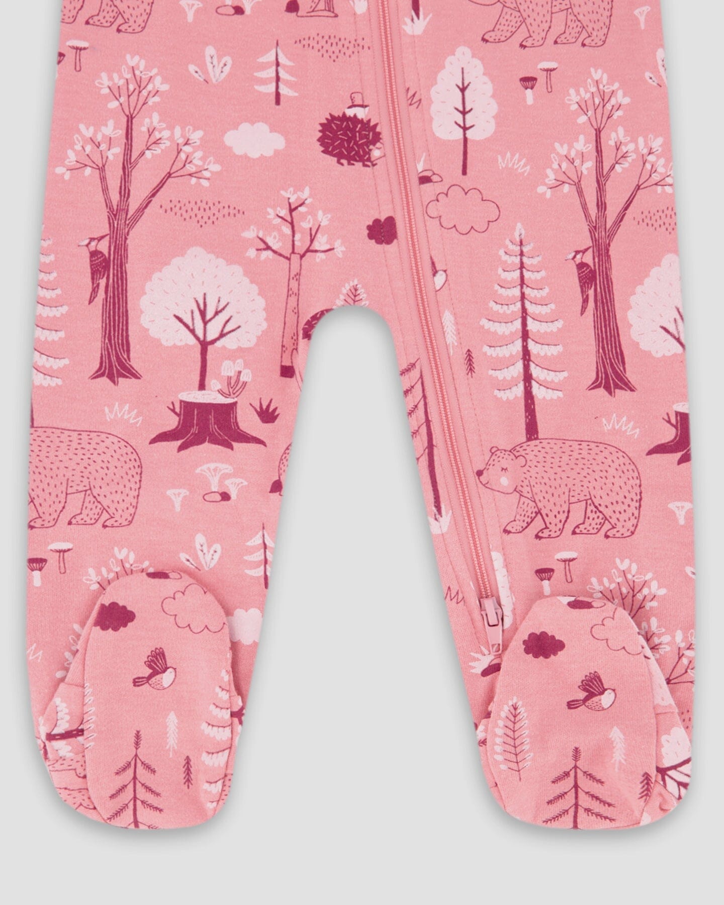 One-Piece Organic Cotton Pajama Pink Forest - H20PA40_069
