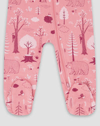 One-Piece Organic Cotton Pajama Pink Forest - H20PA40_069