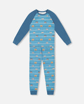 Two-Piece Organic Cotton Pajama Set Blue Dog Print