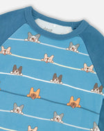 Two-Piece Organic Cotton Pajama Set Blue Dog Print - H20PB10US_062