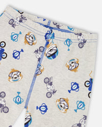 Two-Piece Organic Cotton Pajama Set Beige Monkey Print - H20PB10US_063