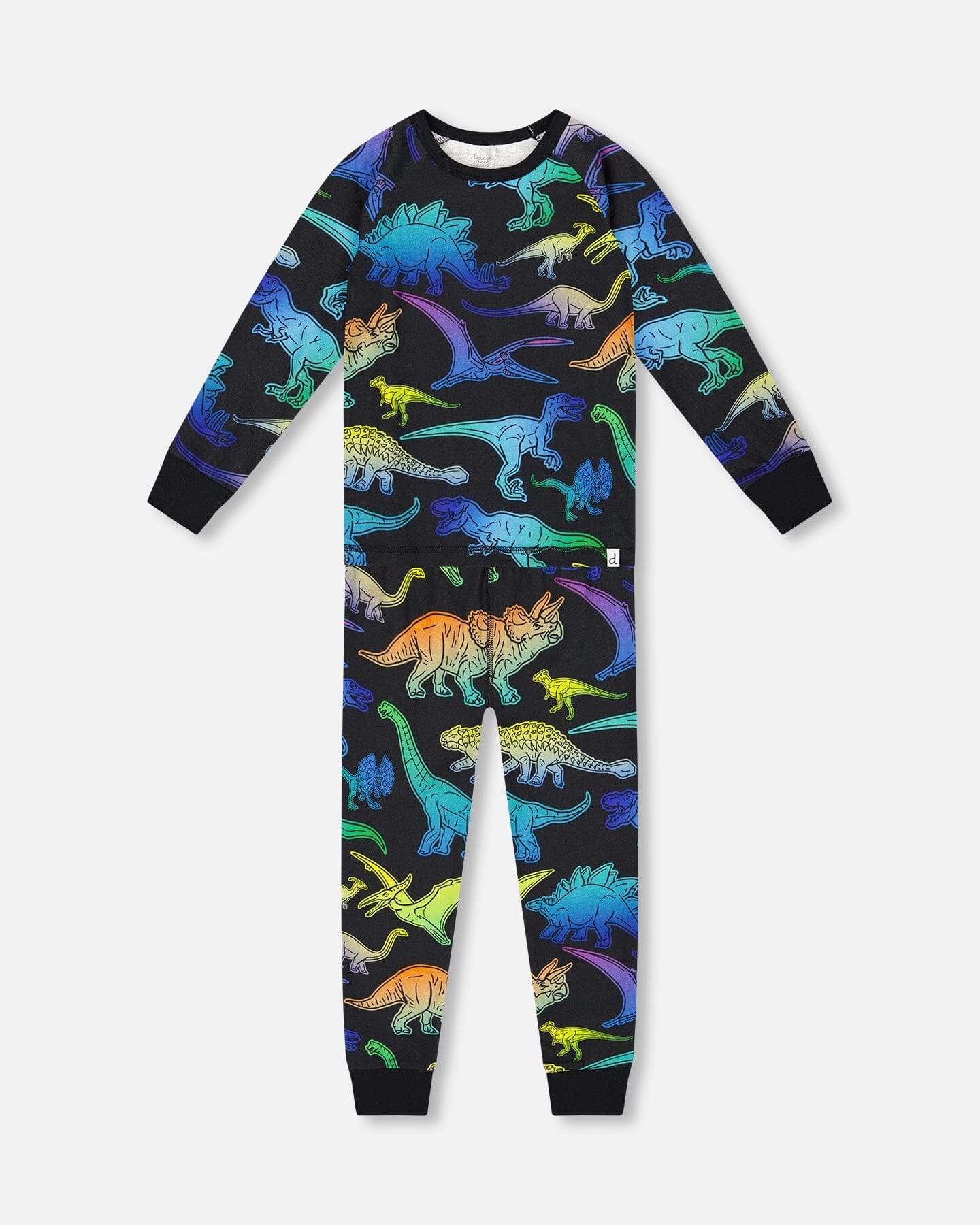 Two-Piece Organic Cotton Pajama Set Black Dinosaur Print - H20PB10US_064