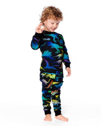 Two-Piece Organic Cotton Pajama Set Black Dinosaur Print - H20PB10US_064