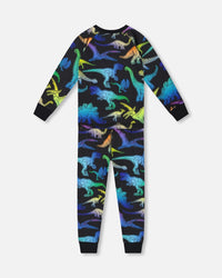Two-Piece Organic Cotton Pajama Set Black Dinosaur Print - H20PB10US_064