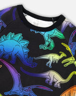 Two-Piece Organic Cotton Pajama Set Black Dinosaur Print - H20PB10US_064
