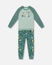 Two-Piece Organic Cotton Pajama Set Teal Construction Print - H20PB10US_065