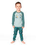 Two-Piece Organic Cotton Pajama Set Teal Construction Print - H20PB10US_065