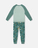 Two-Piece Organic Cotton Pajama Set Teal Construction Print - H20PB10US_065