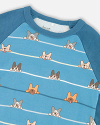Two-Piece Organic Cotton Pajama Set Blue Dog Print - H20PB10_062