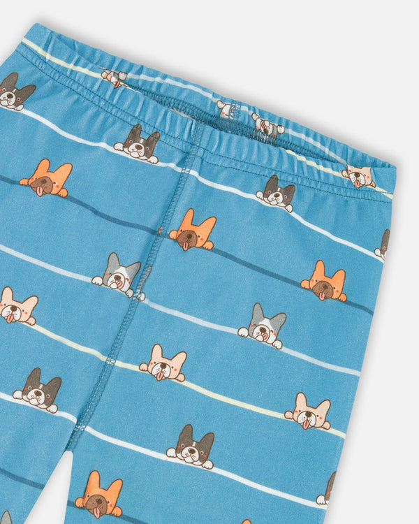 Two-Piece Organic Cotton Pajama Set Blue Dog Print - H20PB10_062