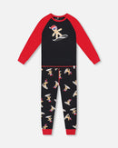 Two-Piece Organic Cotton Pajama Set Black Cookie Print - H20PB10_067