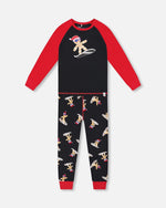 Two-Piece Organic Cotton Pajama Set Black Cookie Print - H20PB10_067