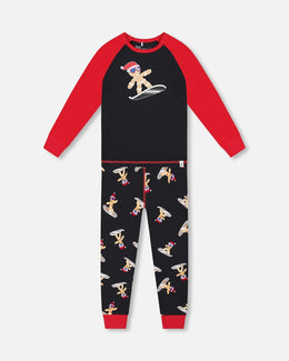 Two-Piece Organic Cotton Pajama Set Black Cookie Print - H20PB10_067