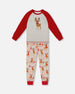 Two-Piece Organic Cotton Pajama Set Beige Reindeer Print - H20PB10_068