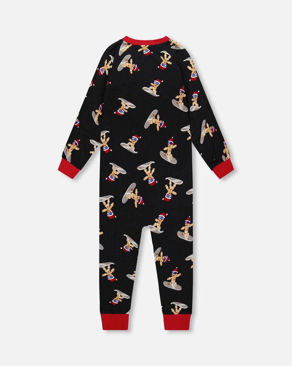 Organic Cotton Interlock One-Piece Pajama Black Cookie Print - H20PB40US_067