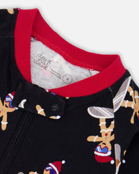 Organic Cotton Interlock One-Piece Pajama Black Cookie Print - H20PB40US_067