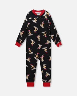 Organic Cotton Interlock One-Piece Pajama Black Cookie Print - H20PB40_067