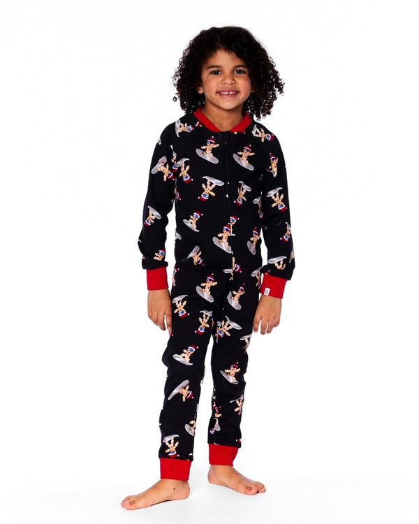 Organic Cotton Interlock One-Piece Pajama Black Cookie Print - H20PB40_067
