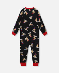Organic Cotton Interlock One-Piece Pajama Black Cookie Print - H20PB40_067