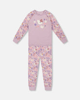 Organic Cotton Two-Piece Pajamas Lilac Cat Print