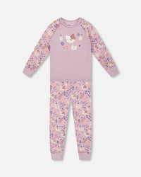 Organic Cotton Two-Piece Pajamas Lilac Cat Print - H20PG10US_008