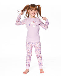 Organic Cotton Two-Piece Pajamas Lilac Cat Print - H20PG10US_008