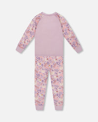 Organic Cotton Two-Piece Pajamas Lilac Cat Print - H20PG10US_008