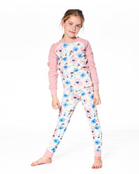 Organic Cotton Two-Piece Pajamas Off-White Flower Print - H20PG10US_009