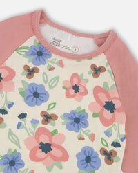 Organic Cotton Two-Piece Pajamas Off-White Flower Print - H20PG10US_009