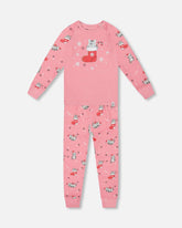 Organic Cotton Two-Piece Pajamas Pink Cat Print