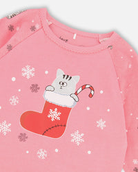 Organic Cotton Two-Piece Pajamas Pink Cat Print - H20PG10US_040