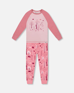 Organic Cotton Two-Piece Pajamas Pink Forest - H20PG10US_069